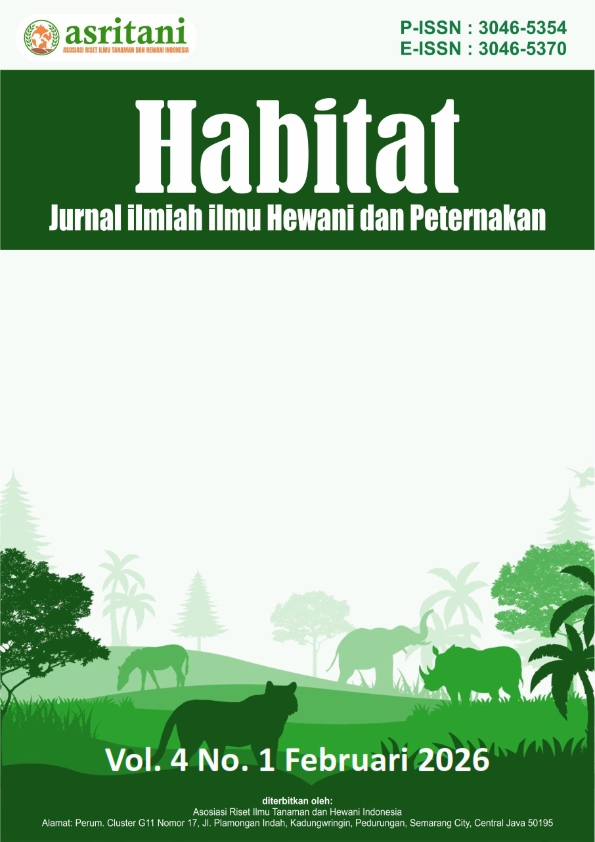 					View Vol. 4 No. 1 (2026): Februari: Habitat: Jurnal ilmiah ilmu Hewani dan Peternakan
				